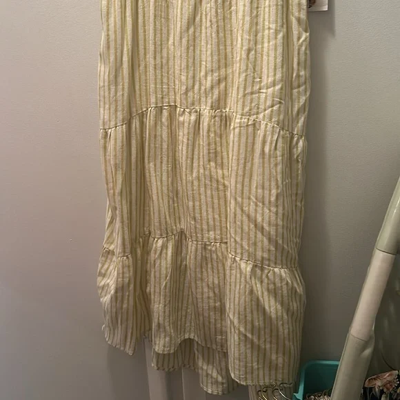 Sonoma Green And White Striped Sundress with Buttons - Picture 2 of 3